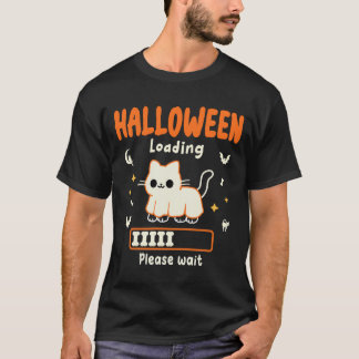 Camiseta Carga de Halloween Por Favor Esperar Gato Funny Ne