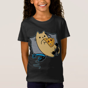 Camiseta Carga de juego de pizza de consumo de gato Nerdy G