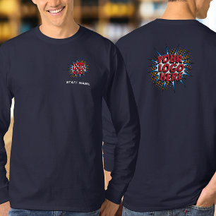 Camiseta Carga de nombre y logotipo Navy Manga Larga 