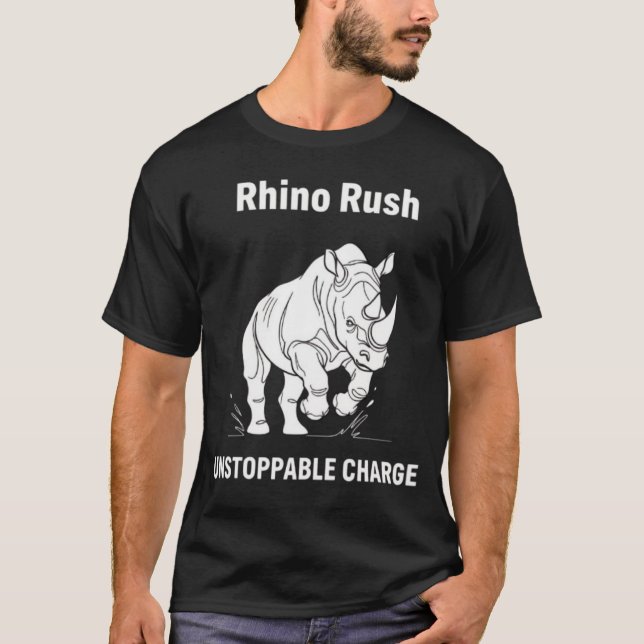 Camiseta Carga imparable Rhino Rush Minimalista BLANCO (Anverso)