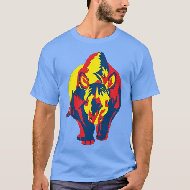 Camiseta Carga Rinoceronte-Azul-Amarillo-Roja (Anverso)