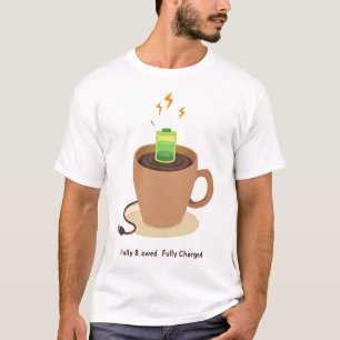 Camiseta Cargado Completamente   Nivel de Batería de Café