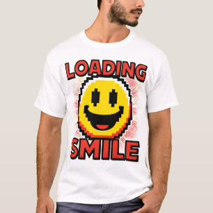 Camiseta Cargando Smile – Cara Sonriente Retro de Pixel Art