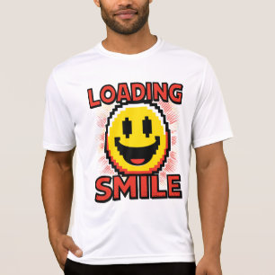 Camiseta Cargando Sonrisa – Cara Sonriente Retro de Pixel A