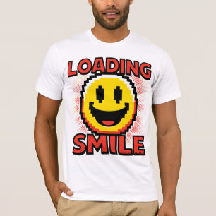 Camiseta Cargando Sonrisa – Cara Sonriente Retro de Pixel A