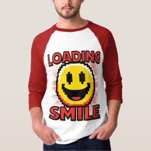 Camiseta Cargando Sonrisa – Cara Sonriente Retro de Pixel A