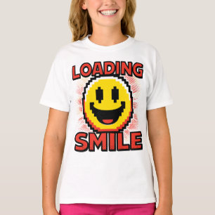 Camiseta Cargando Sonrisa – Cara Sonriente Retro de Pixel A