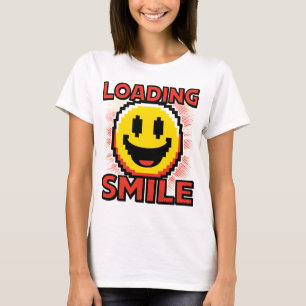 Camiseta Cargando Sonrisa – Cara Sonriente Retro en Pixel A