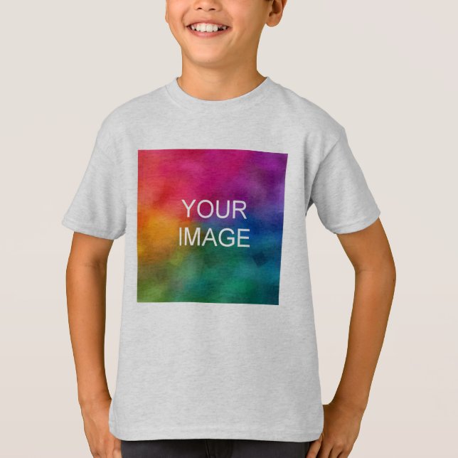 Camiseta Cargar foto a niños niños con manga corta Ash Gray (Anverso)