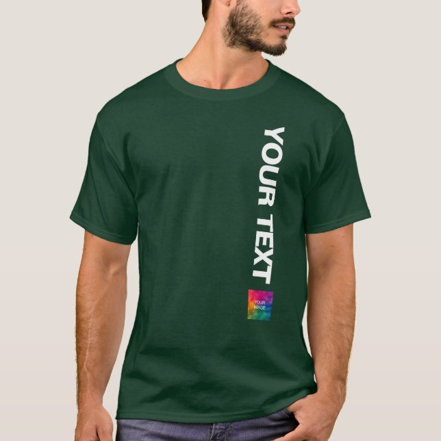 Camiseta Cargar Foto O Logo Mens Modern Deep Forest Green (Anverso)