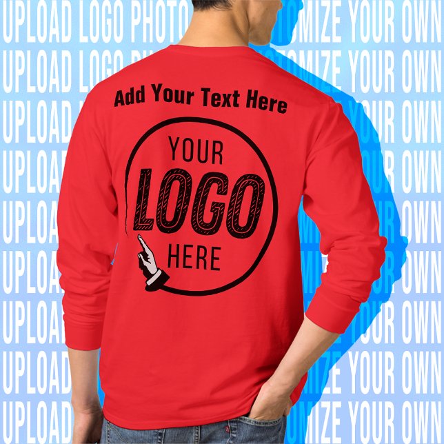 Camiseta Cargar tu Personalizado de texto de imagen con log (Zazzle Upload Your Favorite Photo Image Photography Business Corporate Logo Text Custom Red TeeShirt)