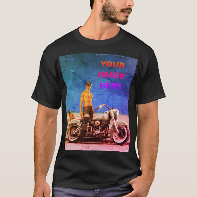 Camiseta Cargar tu propio arte o foto Vivid Black T-Shirt (Anverso)