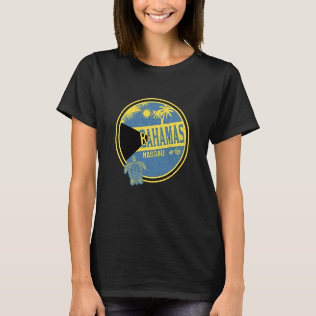 Camiseta Caribbean Bahamas Nassau Vintage Vacation Tropical (Anverso)