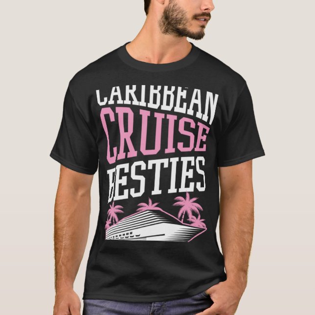 Camiseta Caribbean Cruise Besties Matching Cruise Ship Vaca (Anverso)