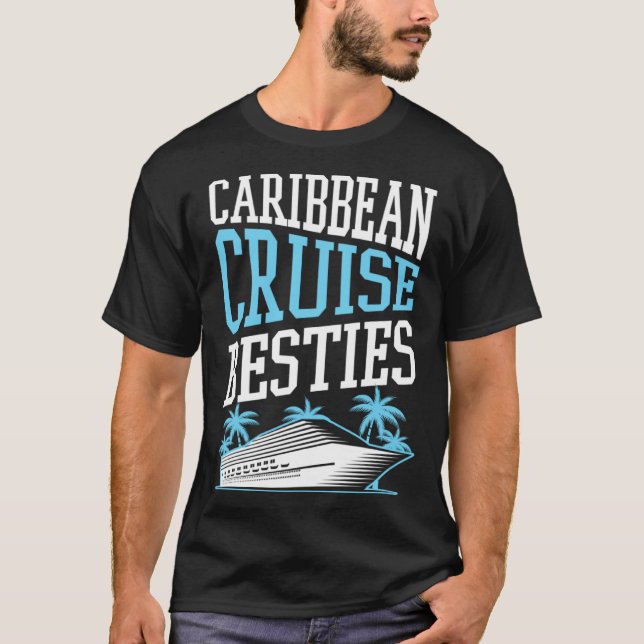 Camiseta Caribbean Cruise Besties Matching Cruise Ship Vaca (Anverso)