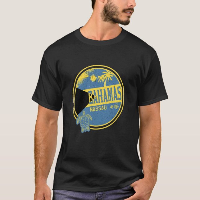 Camiseta Caribe Bahamas Nassau Vintage Vacation Tropical (Anverso)