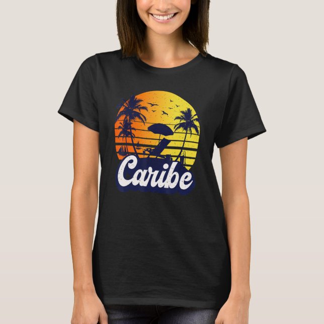 Camiseta Caribe Sunset Beach Retro (Anverso)