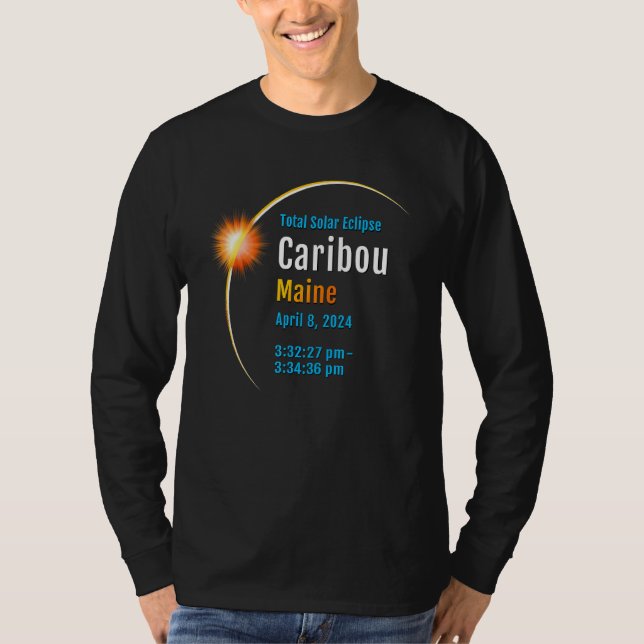 Camiseta Caribou Maine ME Total Solar Eclipse 2024  1  (Anverso)