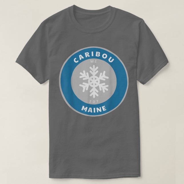 Camiseta Caribou Maine ME Winter Snow Snowflake Badge Soud (Diseño del anverso)