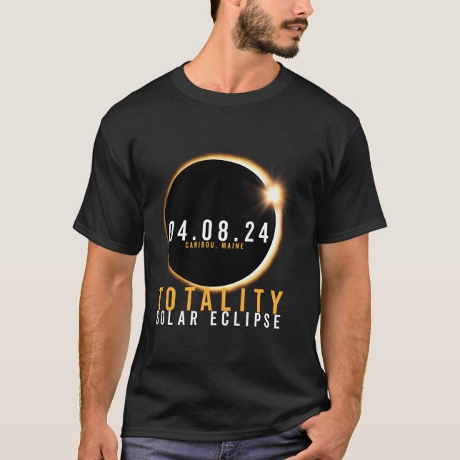 Camiseta Caribou Maine Total Eclipse Solar Totalidad Abril  (Anverso)