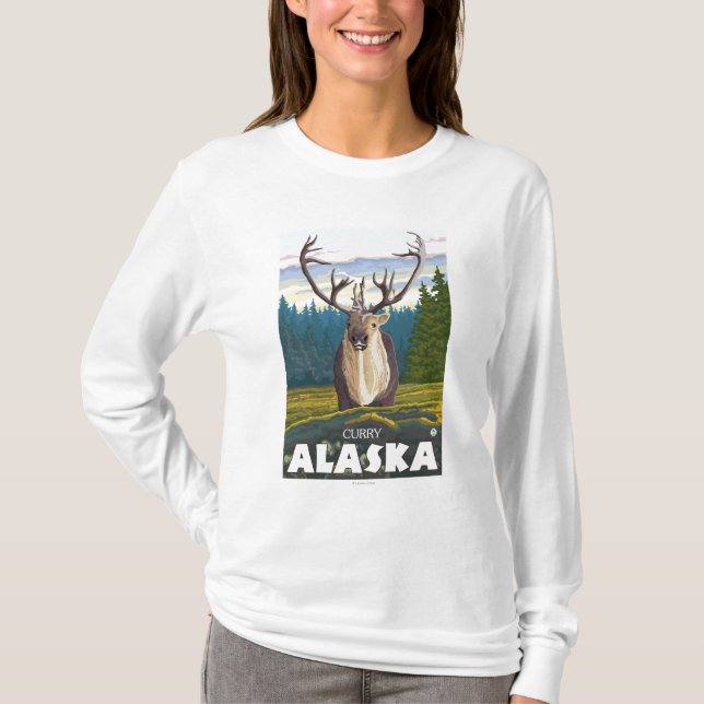 Camiseta Caribú en el salvaje - curry, Alaska (Anverso)