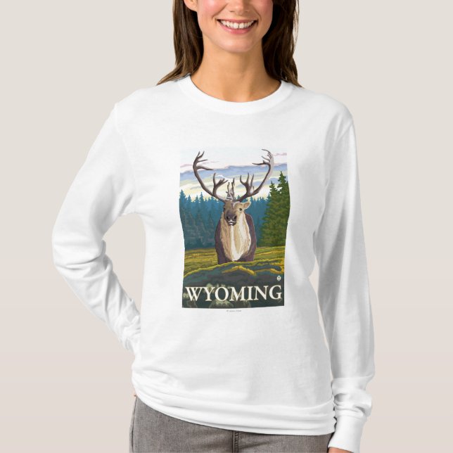 Camiseta Caribú en el salvaje - Wyoming (Anverso)