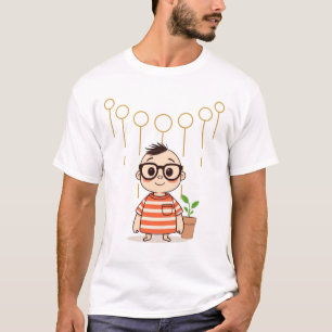 Camiseta Caricatura caprichosa con planta y flotación