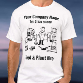 Camiseta Caricatura de alquiler de herramientas y plantas