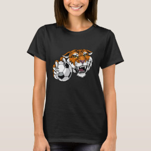 Camiseta Caricatura de animal de fútbol de tigre