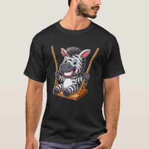 Camiseta Caricatura de barrido de cebra suave sonriendo div
