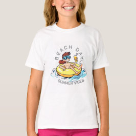 Camiseta Caricatura de Beach Day en el anillo inflable