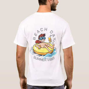 Camiseta Caricatura de Beach Day en el anillo inflable