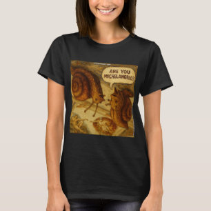Camiseta Caricatura de caracol inquisitivo y Miguel Ángel