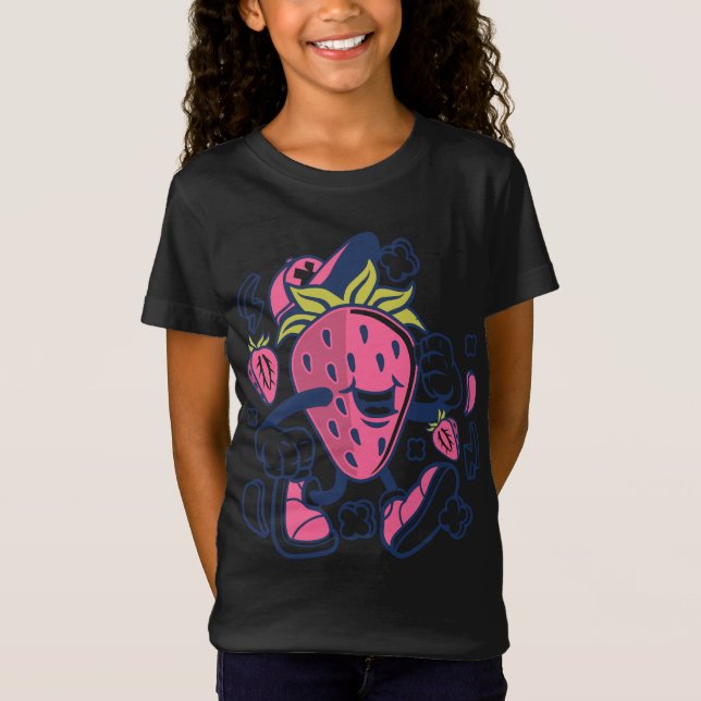 Camiseta Caricatura de fruta de fresa Gracioso (Anverso)