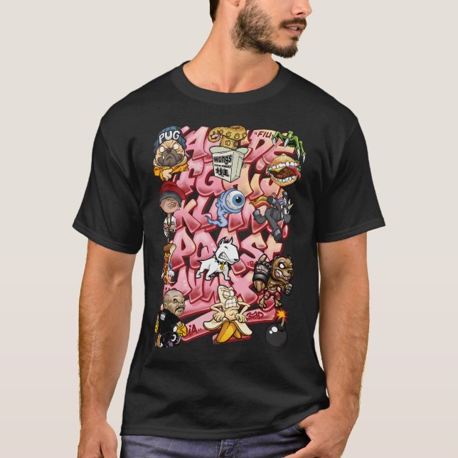 Camiseta Caricatura de graffiti ABC (Anverso)