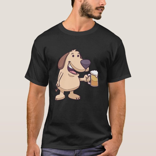 Camiseta Caricatura De Perro Que Disfruta De Cerveza Para A (Anverso)