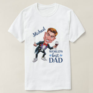 Camiseta Caricatura de personalizado con vino y corbata roj
