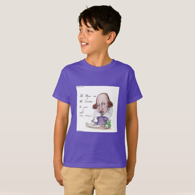 Camiseta Caricatura de Shakespeare y niños de citas de temp (Anverso completo)