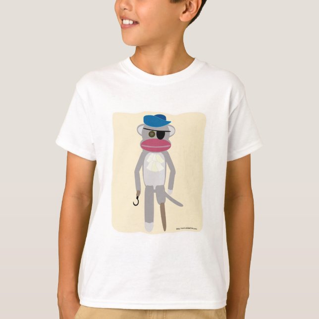 Camiseta Caricatura de Sockmonkey del mono pirata (Anverso)