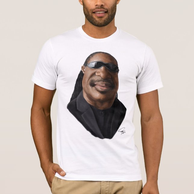 Camiseta Caricatura de Stevie Wonder (Anverso)