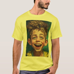 Camiseta Caricatura Diseño de Crazy Young Boy