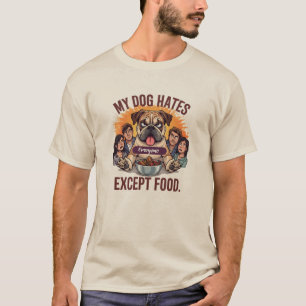 Camiseta Caricatura divertida de un bulldog que odia a todo