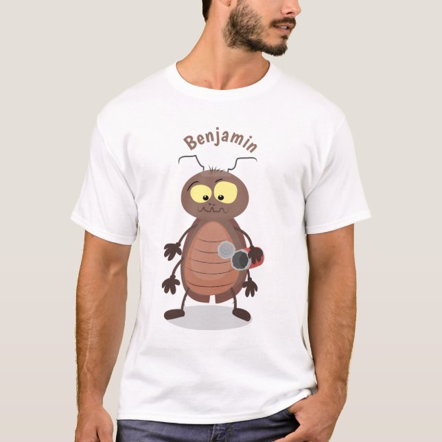 Camiseta Caricatura divertida de una cucaracha linda (Anverso)