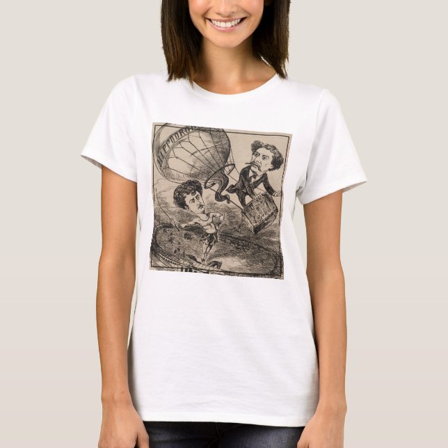 Camiseta Caricatura Francesa De Balonista En Globo De Aire  (Anverso)