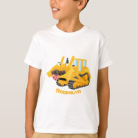 Caricatura graciosa amarilla con bulldozer