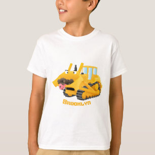 Camiseta Caricatura graciosa amarilla con bulldozer