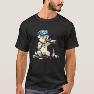 Camiseta Caricatura humorística Perro Bebiendo cerveza Dise