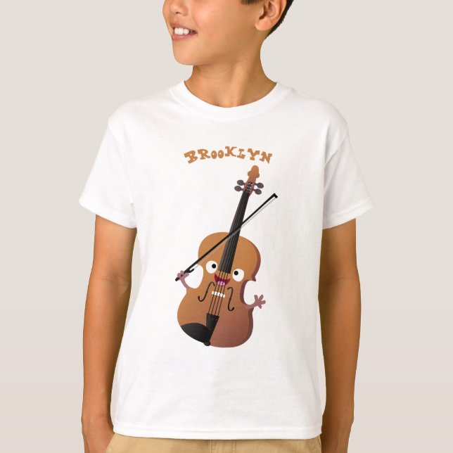 Camiseta Caricatura musical divertida en violín (Anverso)