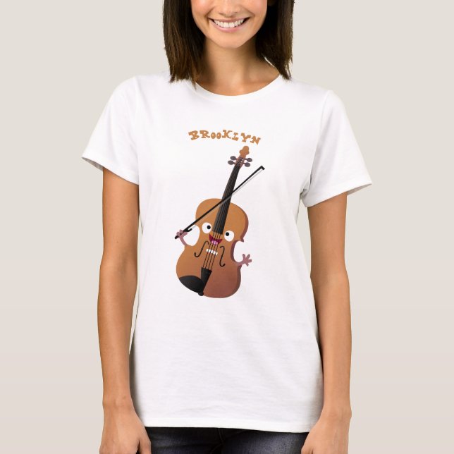 Camiseta Caricatura musical divertida en violín (Anverso)