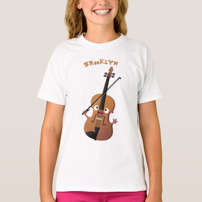Camiseta Caricatura musical divertida en violín (Anverso)